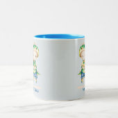 Dino Mutter von Boy Twins Personalisiert Blue Zweifarbige Tasse (Mittel)