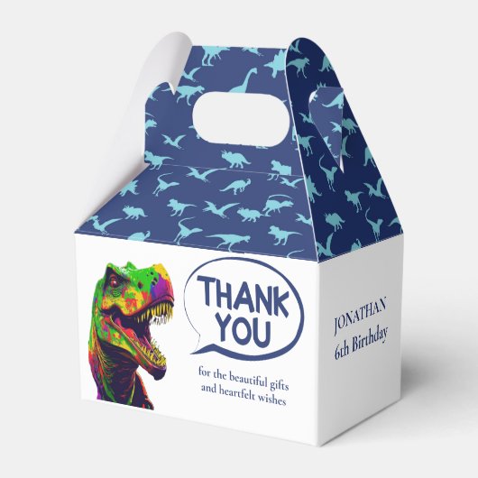 Dino navy blue Favor Box Geschenkschachtel (Vorderseite)