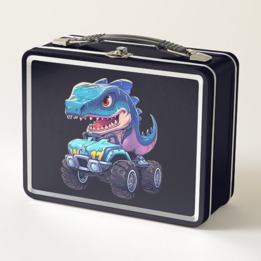 Dino on Wheels: "Back-to-School Adventure Lunch Bo Metall Brotdose (Vorderseite)