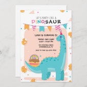 Dino Party Birthday Einladung (Vorne/Hinten)