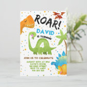 Dino Party Boy Dinosaur Jungle Geburtstag Einladung (Stehend Vorderseite)