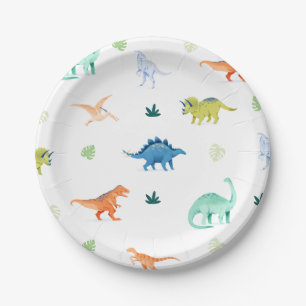 Dino Party Colorful Dinosaurier Geburtstagspapier  Pappteller