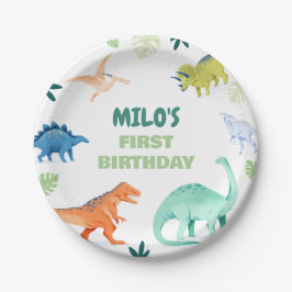 Dino Party Colorful Dinosaurier Geburtstagspapier Pappteller