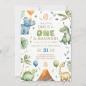 Dino Party | Cute Dinosaurs First Birthday Invitat Einladung (Vorderseite)