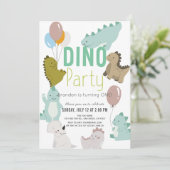 Dino Party Dinosaur Boy 1. Geburtstag Einladung (Stehend Vorderseite)
