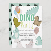 Dino Party Dinosaur Boy 1. Geburtstag Einladung (Vorne/Hinten)