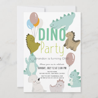 Dino Party Dinosaur Boy 1. Geburtstag Einladung