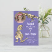 Dino Party Dinosaur T Rex Girl 3. Geburtstag Lila (Stehend Vorderseite)