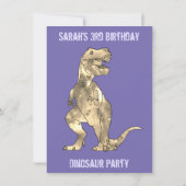 Dino Party Dinosaur T Rex Girl 3. Geburtstag Lila (Rückseite)