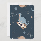 Dino Party Dinosaurier Outerspace 1. Geburtstag Einladung (Rückseite)