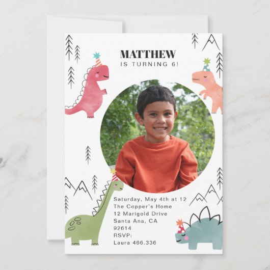 Dino Party Einladung (Vorderseite)