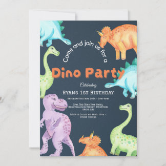 Dino-Party-Einladung für Jungen und Mädchen Einladung