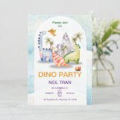 Dino Party Einladung zum Geburtstag - Individuelle (Stehend Vorderseite)