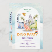 Dino Party Einladung zum Geburtstag - Individuelle (Vorne/Hinten)