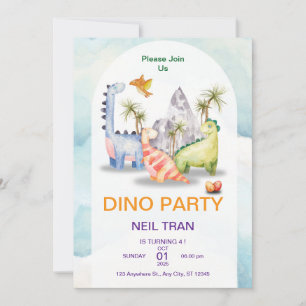 Dino Party Einladung zum Geburtstag - Individuelle