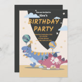 Dino-Party Einladungen: Spaß & Easy Scrip Einladung (Vorne/Hinten)