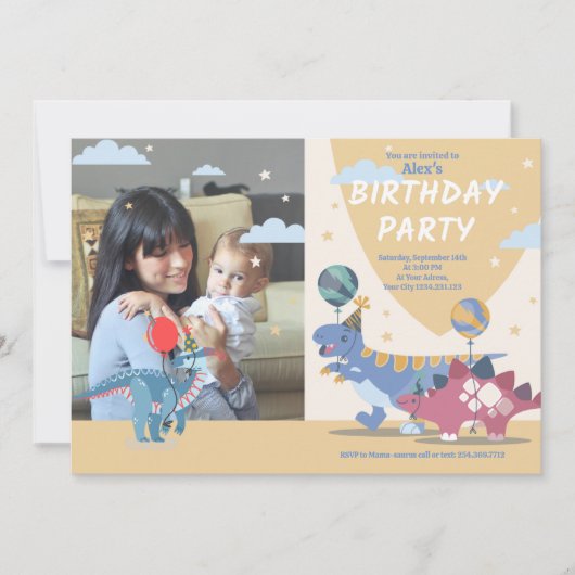 Dino-Party Einladungen: Spaß & Easy Scrip Einladung (Vorderseite)