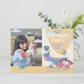 Dino-Party Einladungen: Spaß & Easy Scrip Einladung (Stehend Vorderseite)