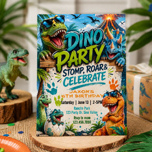 Dino-Party-Geburtstag Dinosaurier-Geburtstag Einladung