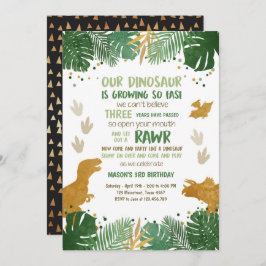 Dino-Party-Jungen-Grün und Einladung