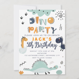 Dino-Party-Kinder 5. Geburtstagseinladung