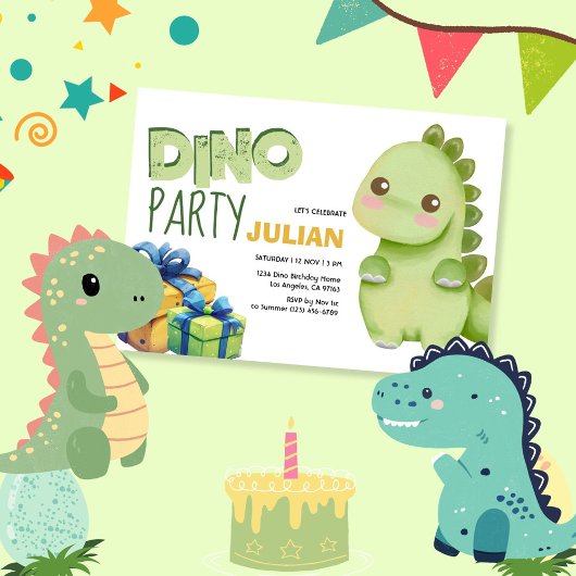Dino Party Niedlich Dinosaur Geburtstag Einladung