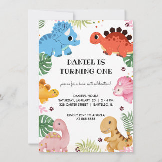 Dino Party Niedlich Dinosaur Geburtstagsparty Einl Einladung