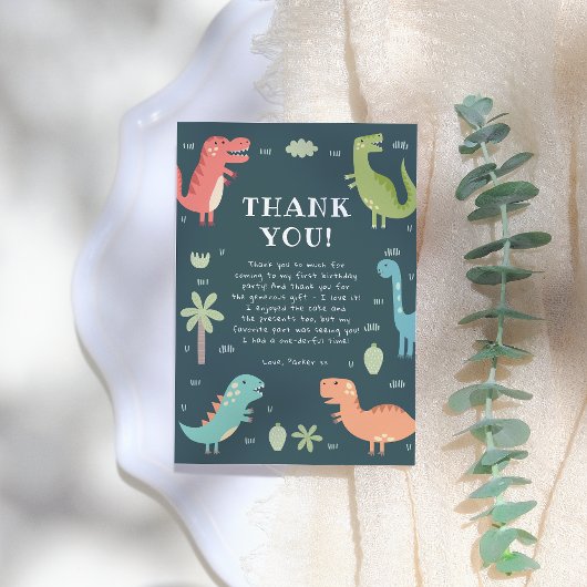 Dino Party Niedlich Dinosaurier Boy Birthday Party Dankeskarte