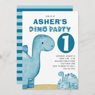 Dino Party Niedlich Dinosaurier Erster Geburtstag Einladung
