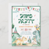 Dino Party Niedlich Dinosaurier Erster Geburtstag Einladung (Vorderseite)