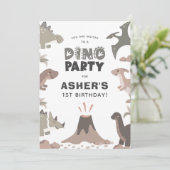 Dino Party Niedlich Dinosaurier Geburtstagsparty Einladung (Stehend Vorderseite)