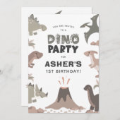 Dino Party Niedlich Dinosaurier Geburtstagsparty Einladung (Vorne/Hinten)