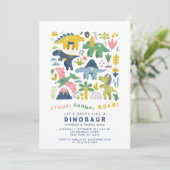 Dino Party Niedlich Moderne Dinosaurier Siebter Ge Einladung (Stehend Vorderseite)