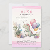 Dino Party Niedlich Watercolor Giro del Malcantone Einladung (Vorderseite)