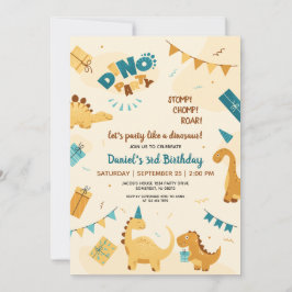 Dino Party. Niedliche Dinosaurier 3. Geburtstag Einladung