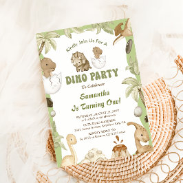 Dino Party | Niedliche Dinosaurier Erster Geburtst Einladung