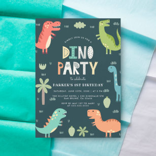 Dino Party   Niedliche Dinosaurier Erster Geburtst Einladung