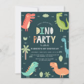 Dino Party | Niedliche Dinosaurier Erster Geburtst Einladung (Vorderseite)