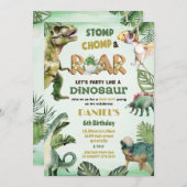 Dino Party | Niedliche Dinosaurier Thema Geburtsta Einladung (Vorne/Hinten)