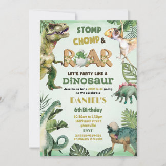 Dino Party | Niedliche Dinosaurier Thema Geburtsta Einladung