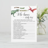 Dino Party Stomp Chomp Roar Games, die Papa kennen Einladung (Stehend Vorderseite)