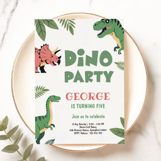 Dino-Party | Süße Dino-Dinosaurier 5. Geburtstag Einladung