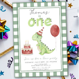 Dino-Party Süße Dinosaurier zum ersten Geburtsta Einladung