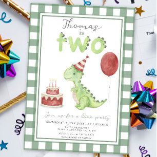 Dino-Party Süße Dinosaurier Zwei-Rex-Geburtstag Einladung