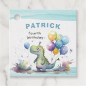 Dino Party Watercolor Boy Blue Birthday Geschenkanhänger (Vorderseite)