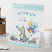 Dino Party Watercolor Boy Blue Birthday