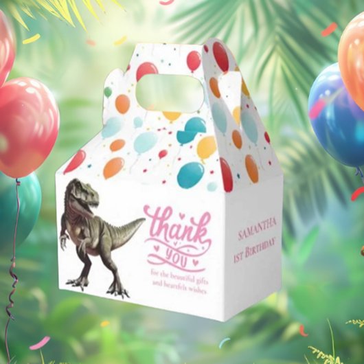 Dino Pink Girl Favor Box Geschenkschachtel