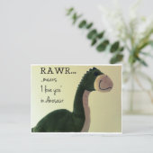 Dino Postcard RAWR bedeutet "I Liebe you" in Dinos Postkarte (Stehend Vorderseite)