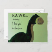 Dino Postcard Rawr bedeutet "I Liebe you in dinosa Postkarte (Vorne/Hinten)