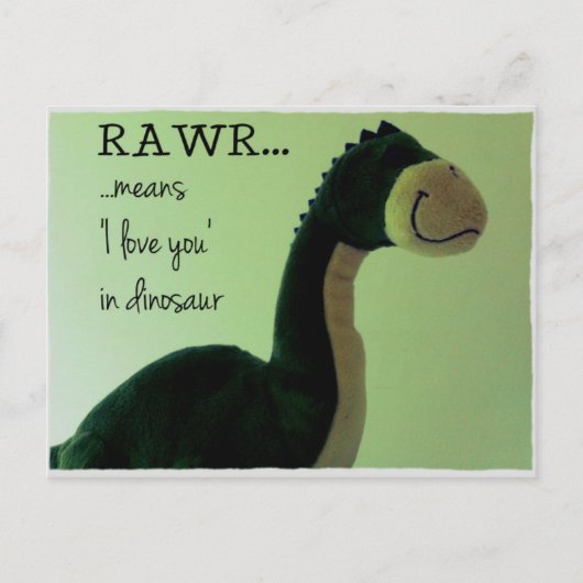 Dino Postcard Rawr bedeutet "I Liebe you in dinosa Postkarte (Vorderseite)
